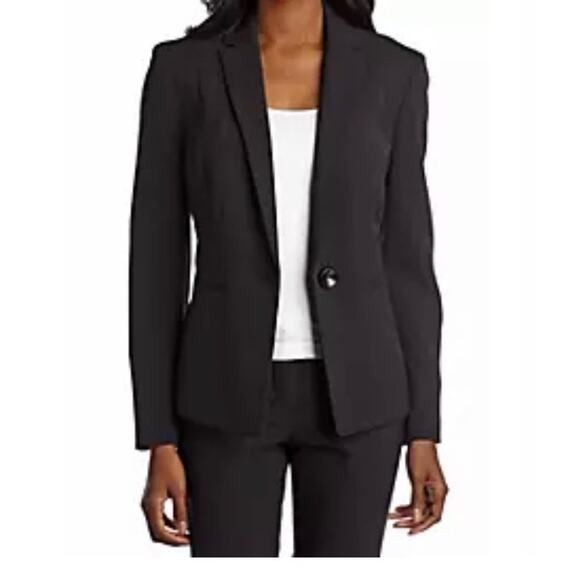 Kasper One-Button Long Sleeve Black Blazer 4 - Picture 1 of 9
